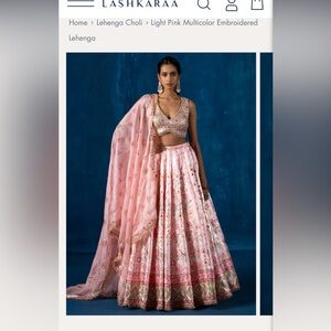 NWT Gorgeous Light Pink Multicolor Embroidered and Beaded Lehenga From Lashkaraa